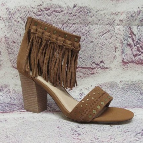 Womans Shoes Size 9 Leather Fringe High Heels Brown Sbicca - Picture 1 of 8